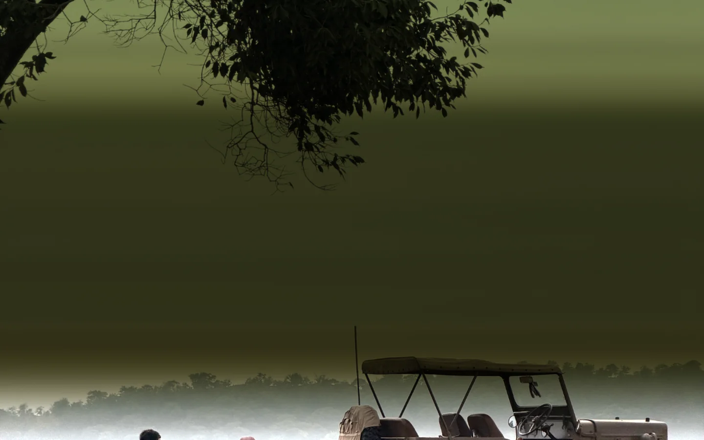 Vintage Willys Jeep on a Rajasthan safari trail at golden hour